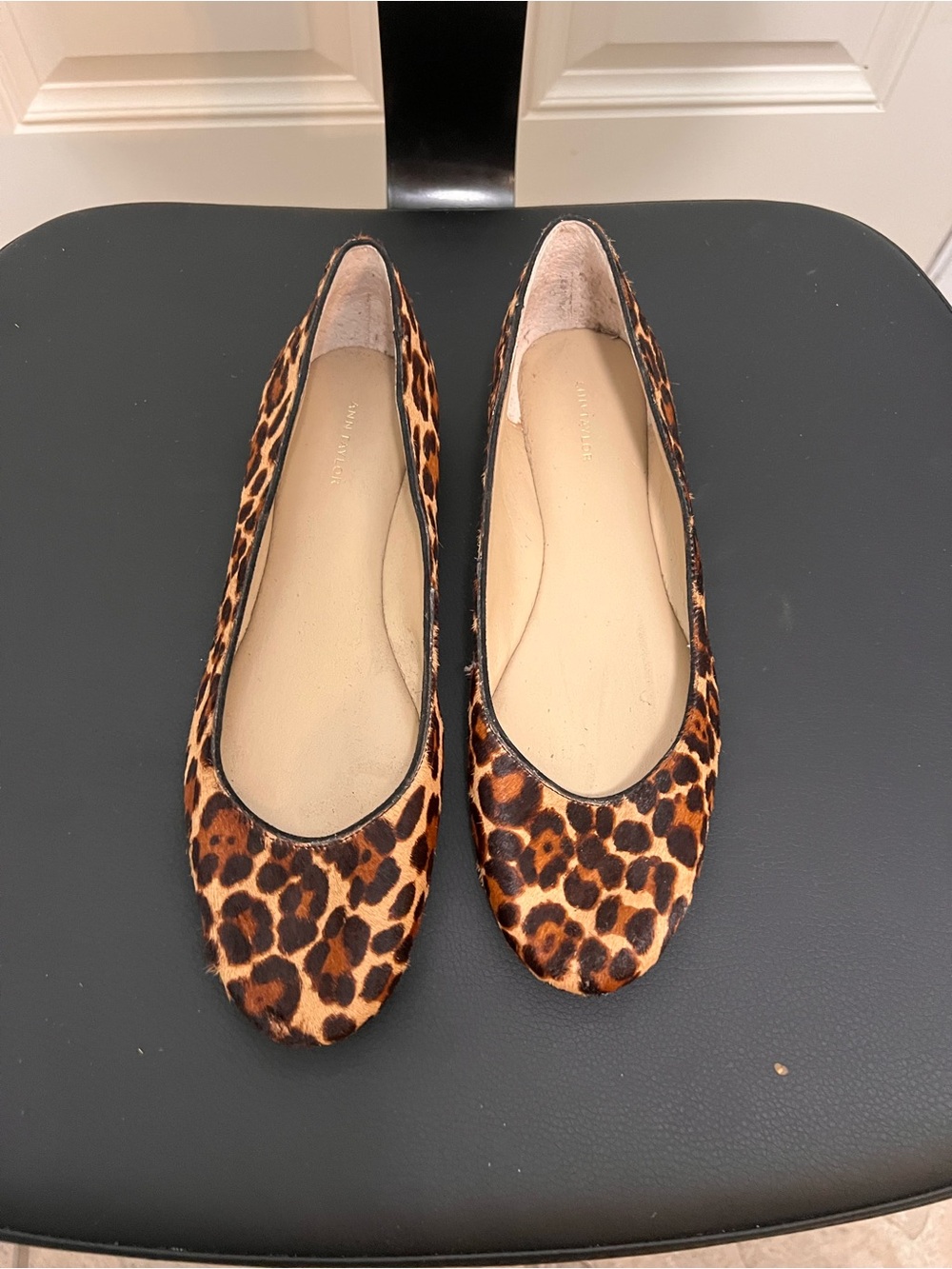 Ann Taylor Leopard-Print Ballet Flats in Brown and Black